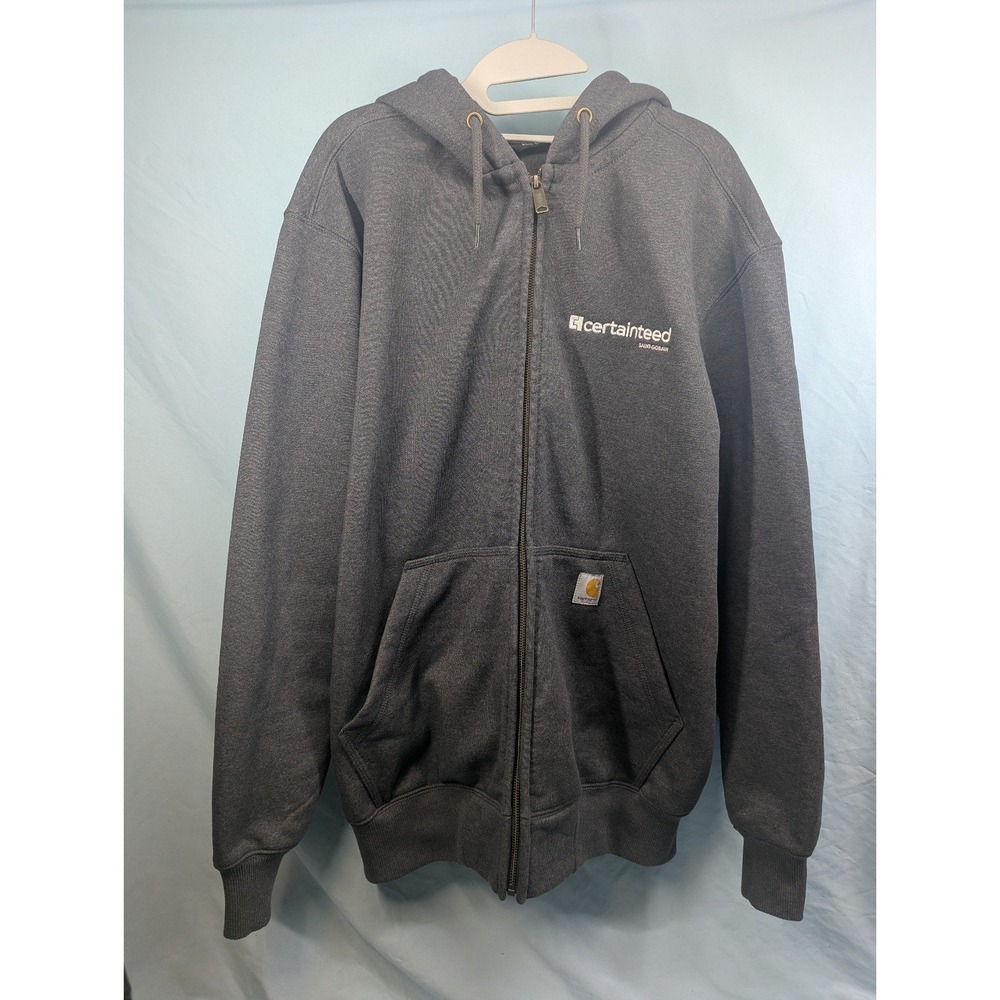 Carhartt Loose Fit Rain Defender TS0614-M Mens Large Hoodie Zip Work Logo *Read